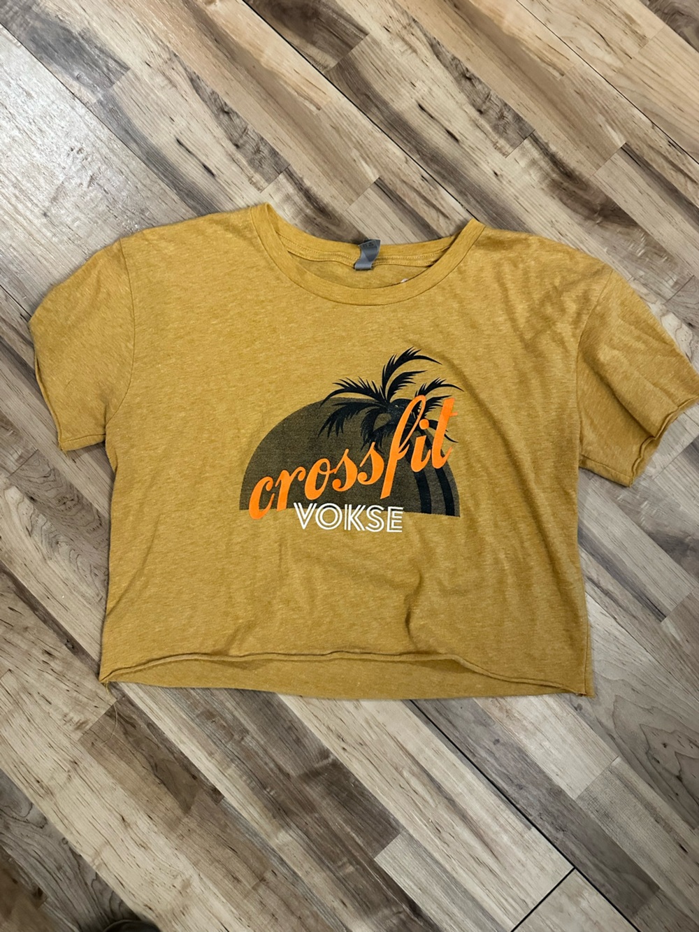 Next Level Apparel Mustard Yellow Cropped 'Crossfit Vokse' Tee